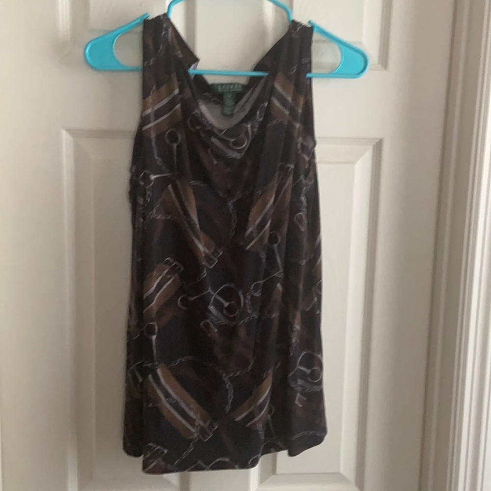 Womens 2X Lauren by Ralph Lauren Black Print Shell